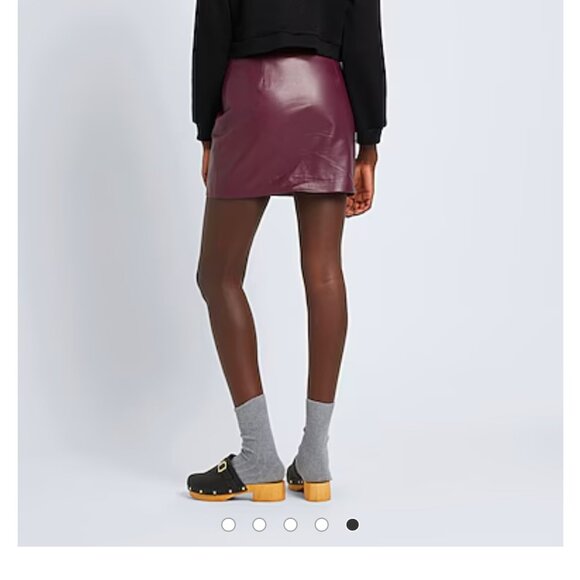 Lambskin Italian Leather Miniskirt - Wine - Picture 6 of 7